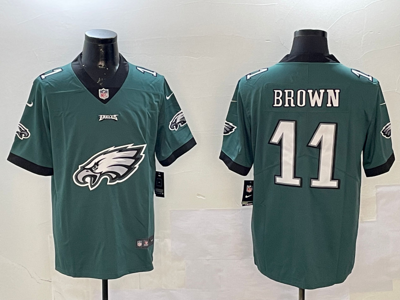 Men Philadelphia Eagles #11 Brown green 2025 Nike NFL jersey style 016->philadelphia eagles->NFL Jersey